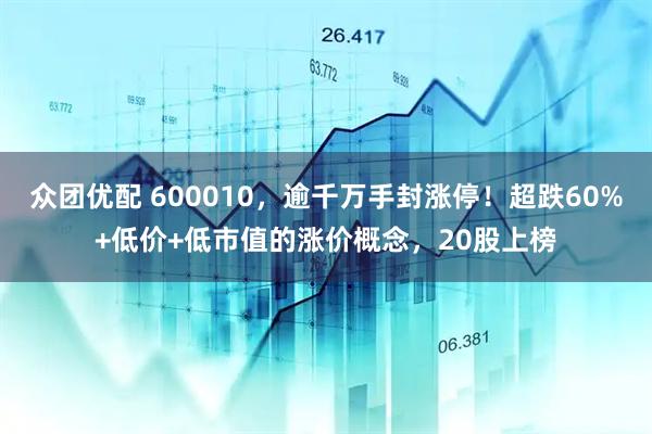 众团优配 600010，逾千万手封涨停！超跌60%+低价+低市值的涨价概念，20股上榜